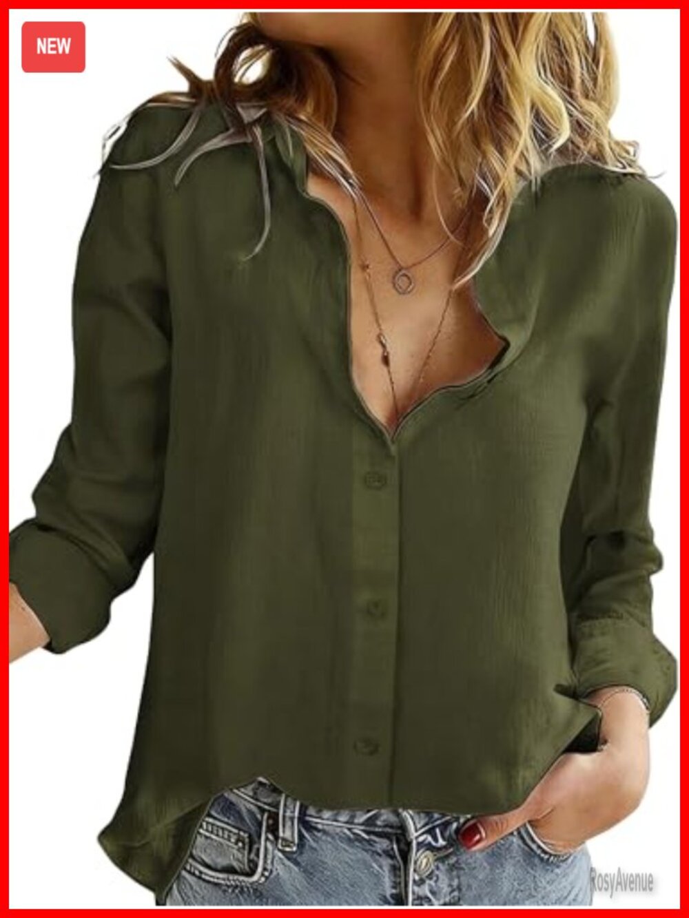 Womens 100% Cotton Button Down Shirt Long Sleeve Relaxed Blouse